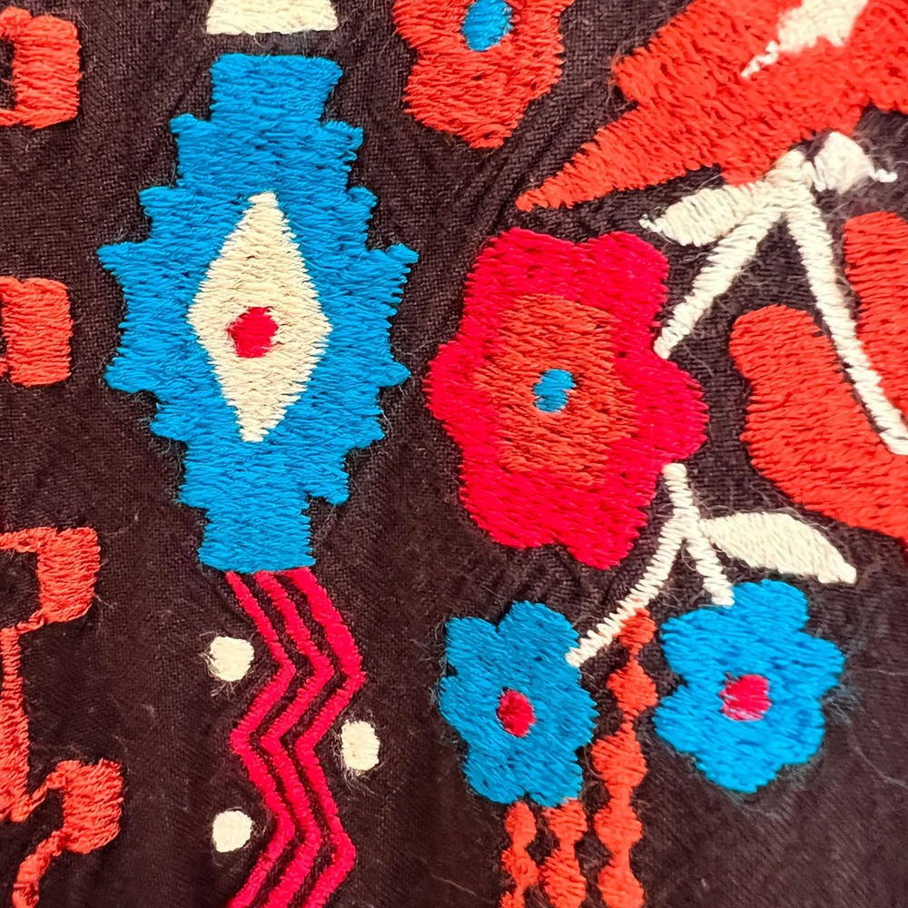 Rods Western Embroidered Floral Aztec Cowgirl Henley Top Brown Women's Large - Picture 3 of 10